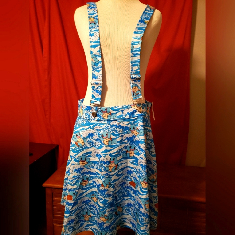 Pokemon, Pokemon Go Squirtle Wave Suspender Skirt Sz 0X